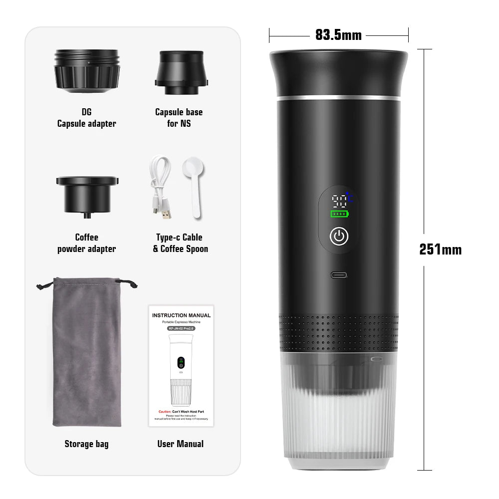 Portable Wireless Espresso Machine | 3-in-1 Coffee Maker for Capsules & Ground Coffee